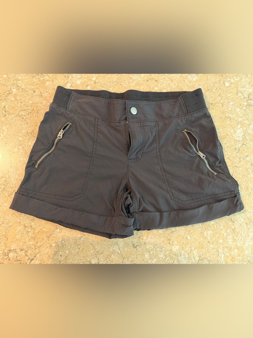 Athleta Black Athletic Zip-Pocket Shorts